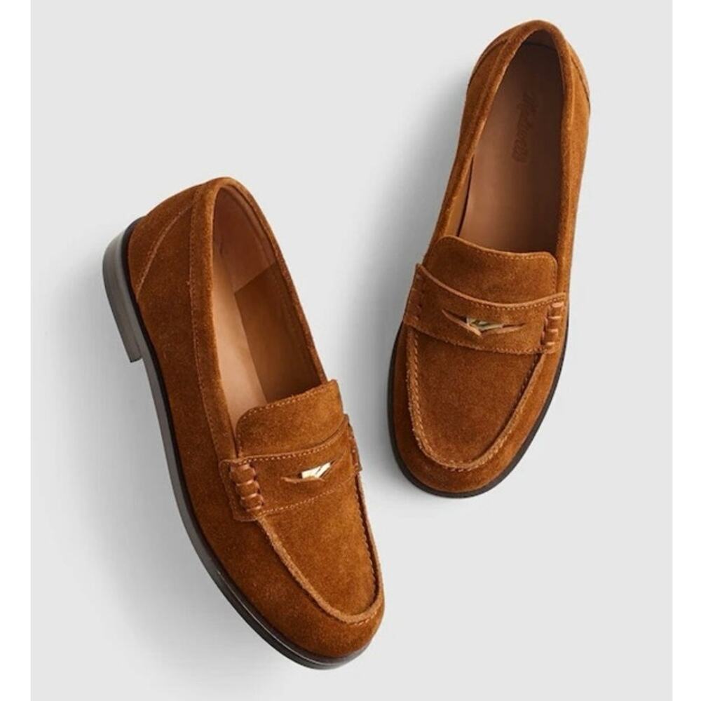 NWOB Madewell The Grayson Penny Loafer 100% Leather Russet Suede Brown Size 6.5
